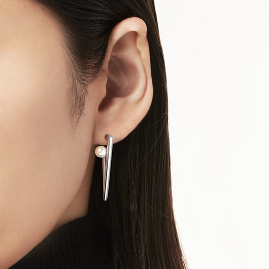 V Code Zhuji Cultured Pearl Earrings in Silver