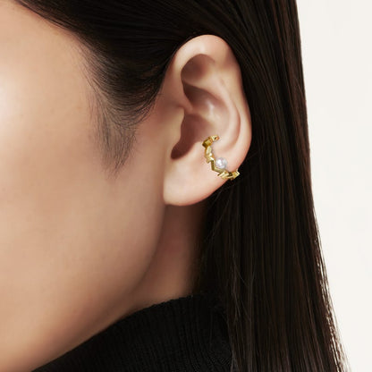 M Collection Zhuji Cultured Pearl Ear Cuff in Yellow