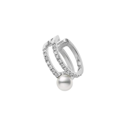 Zhuji Cultured Pearl and Diamond Ear Cuff in Silver