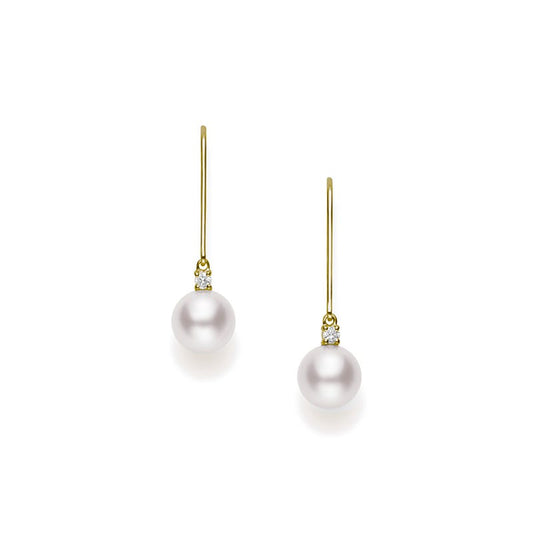 Zhuji Cultured Pearl Drop Earrings in Yellow