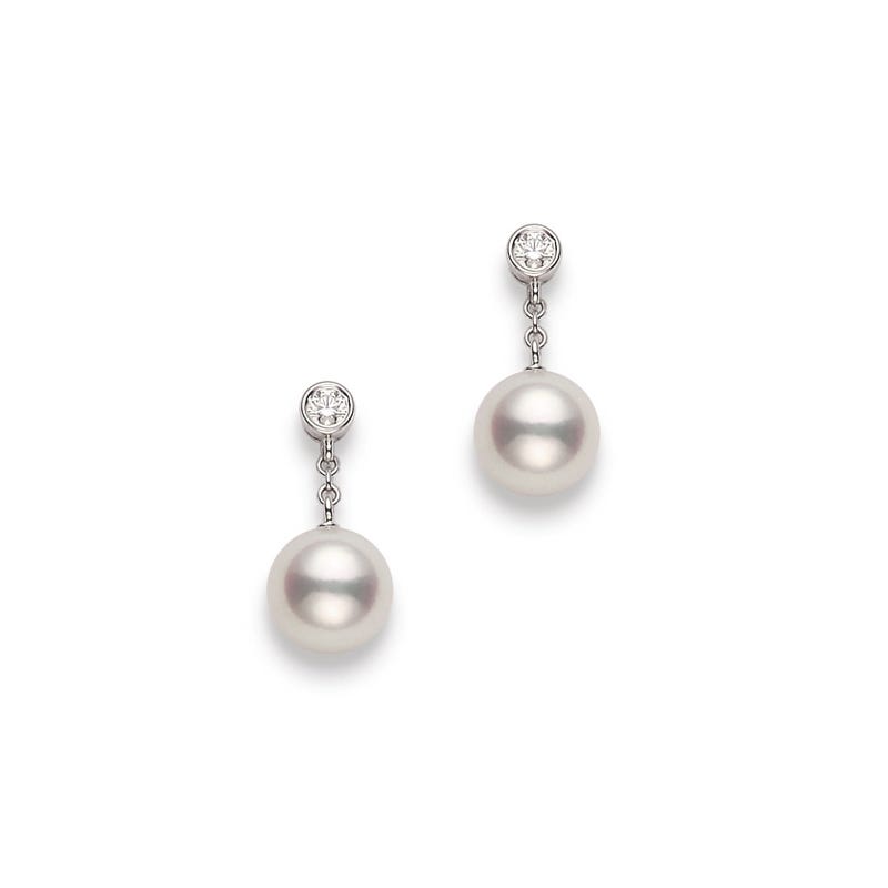 Classic Zhuji Cultured Pearl and Diamond Drop Earrings
