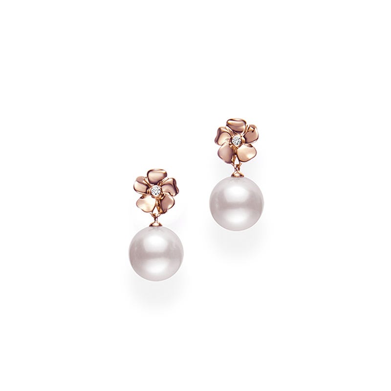 Zhuji Cultured Pearl Cherry Blossom Earrings in Pink
