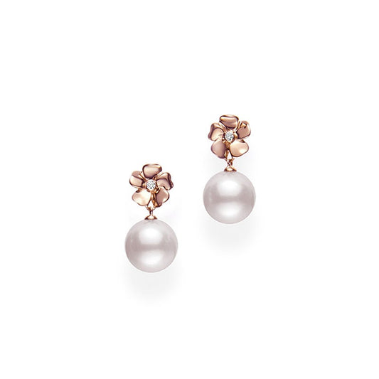 Zhuji Cultured Pearl Cherry Blossom Earrings in Pink