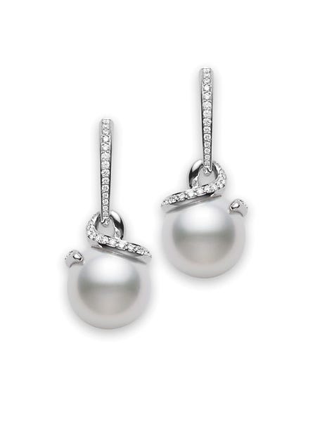 Twist White South Sea Cultured Pearl Earrings in Silver