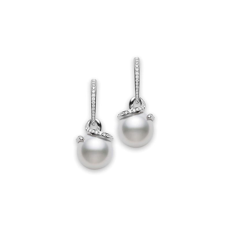 Twist White South Sea Cultured Pearl Earrings in Silver