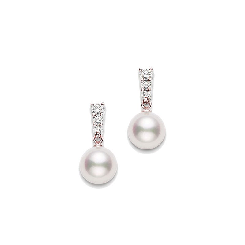 Morning Dew Zhuji Cultured Pearl Earrings in Rose