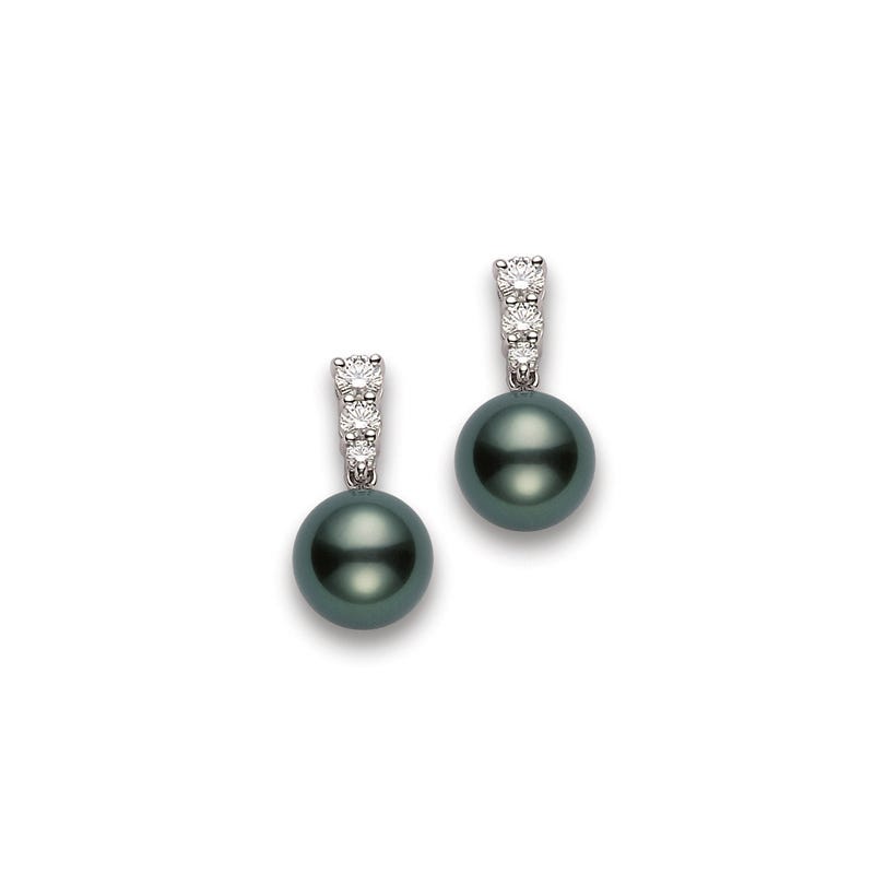 Morning Dew Black South Sea Cultured Pearl Earrings In Silver