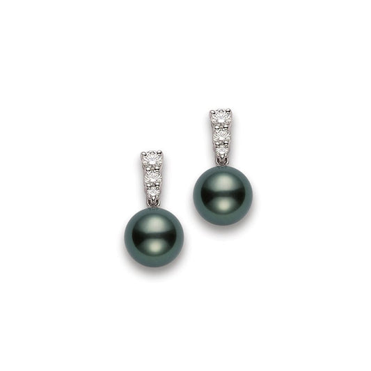 Morning Dew Black South Sea Cultured Pearl Earrings In Silver