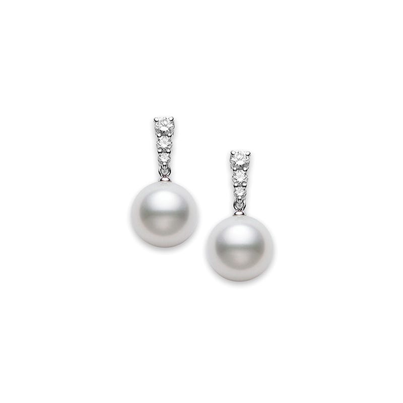 Morning Dew White South Sea Cultured Pearl Earrings in Silver