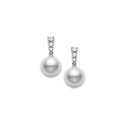 Morning Dew White South Sea Cultured Pearl Earrings in Silver
