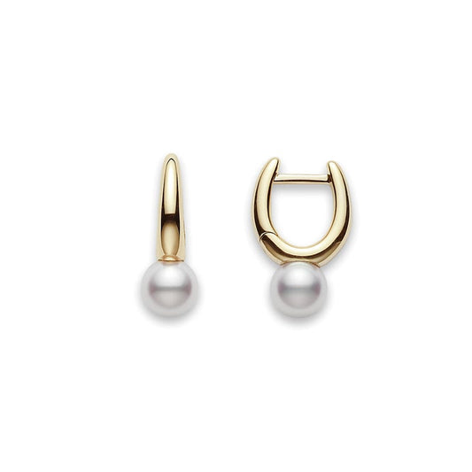 Classic Elegance Zhuji Cultured Pearl Hoop Earrings in Yellow