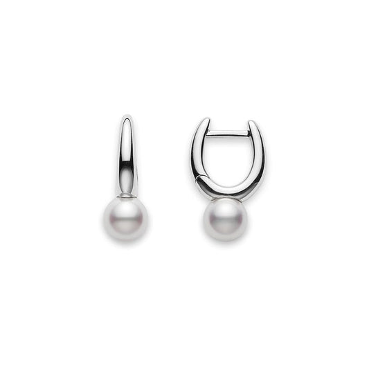 Classic Elegance Zhuji Cultured Pearl Hoop Earrings in Silver