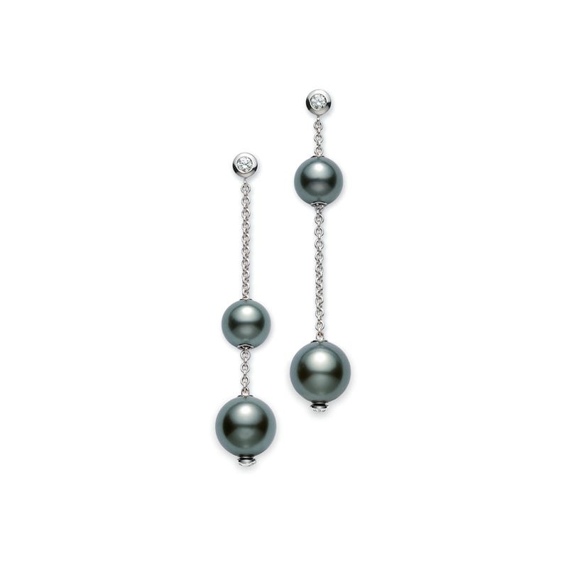 Pearls in Motion Black South Sea Cultured Pearl Earrings in Silver