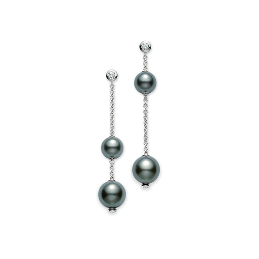 Pearls in Motion Black South Sea Cultured Pearl Earrings in Silver