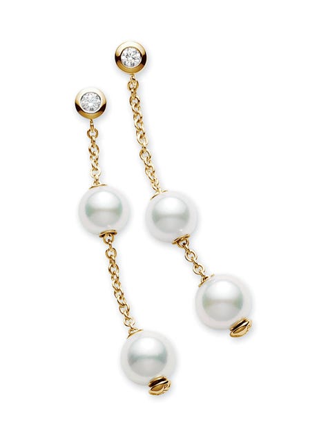 Pearls in Motion Zhuji Cultured Pearl Earrings in Yellow