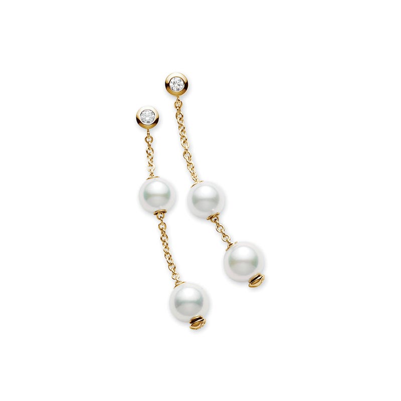 Pearls in Motion Zhuji Cultured Pearl Earrings in Yellow
