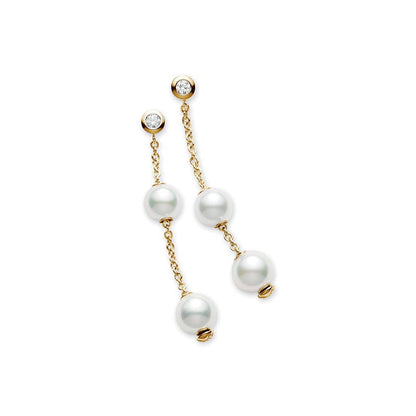 Pearls in Motion Zhuji Cultured Pearl Earrings in Yellow