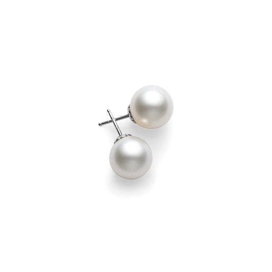 White South Sea Cultured Pearl Stud Earrings in Silver
