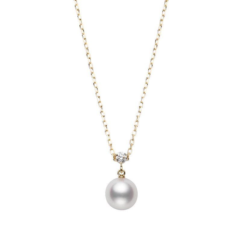 Zhuji Cultured Pearl and Diamond Pendant in Yellow