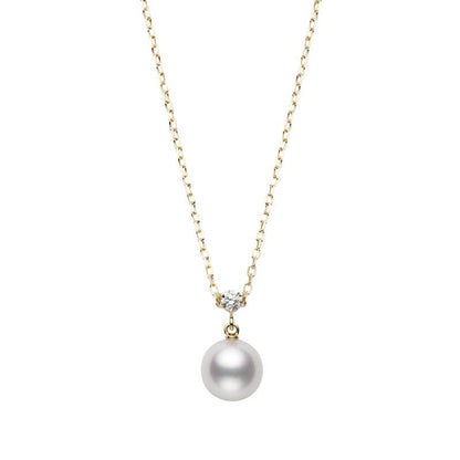 Zhuji Cultured Pearl and Diamond Pendant in Yellow