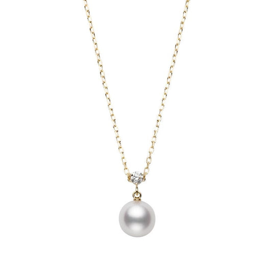 Zhuji Cultured Pearl and Diamond Pendant in Yellow