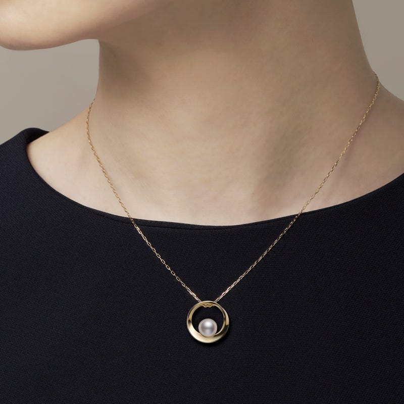 諸曁養殖真珠サークルペンダント（イエロー）