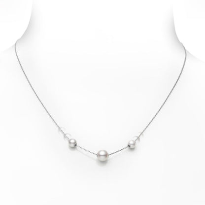 Pearls in Motion Zhuji Cultured Pearl Necklace In Silver