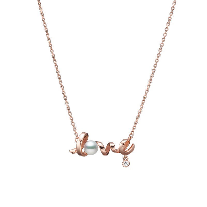 ピンクの諸曁養殖真珠ペンダント