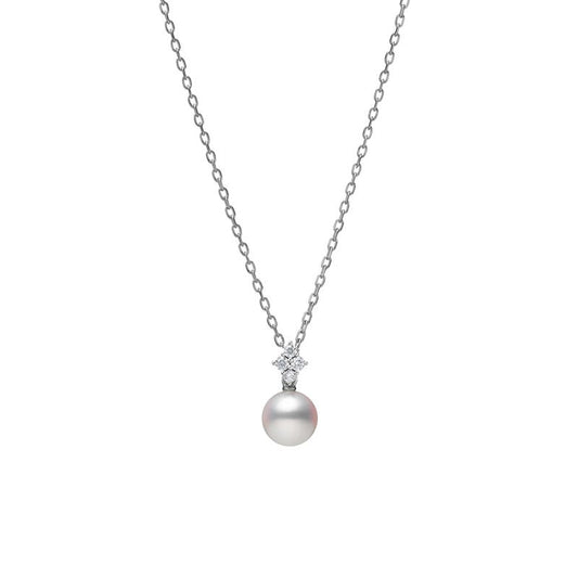 Classic Zhuji Cultured Pearl and Diamond Pendant in Silver