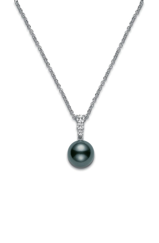 Morning Dew Black South Sea Cultured Pearl Pendant In White