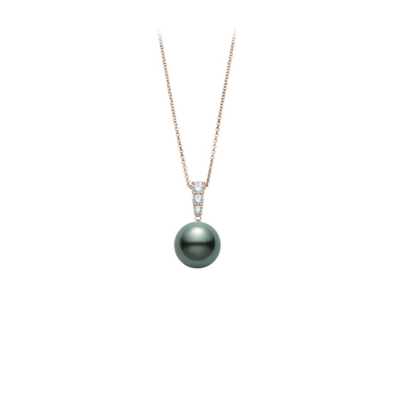 Morning Dew Black South Sea Pearl Pendant in Pink
