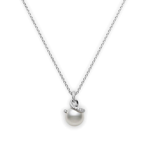 Twist White South Sea Cultured Pearl Pendant in Silver