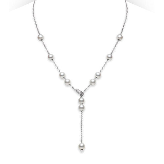 Pearls in Motion Zhuji Cultured Pearl and Diamond Necklace in White