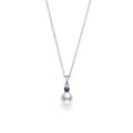 朱曁養殖シングルパールペンダント（サファイア付き）シルバー