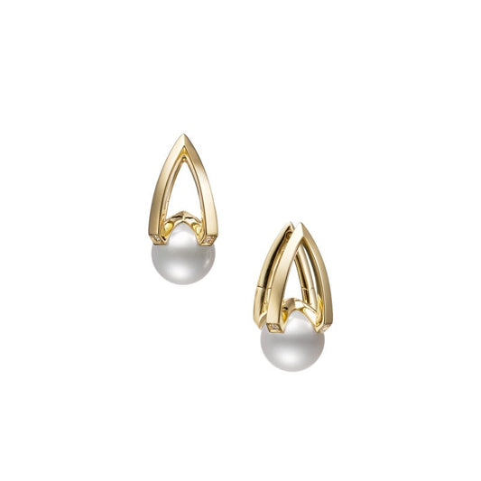 M Collection Zhuji Cultured Pearl Earrings in Yellow