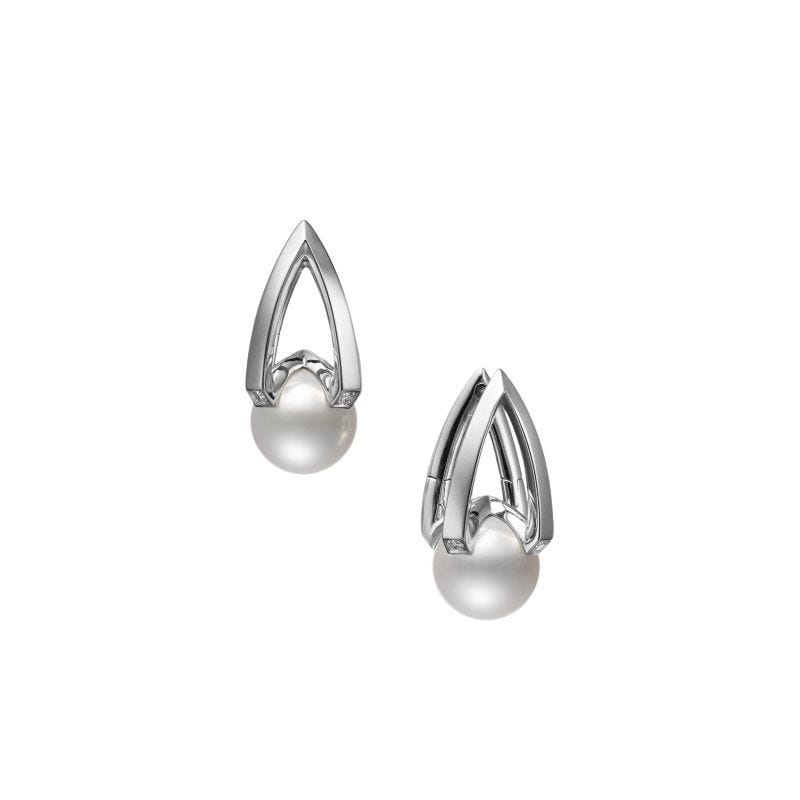 M Collection Zhuji Cultured Pearl Earrings in Silver