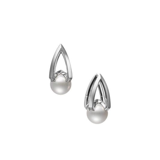 M Collection Zhuji Cultured Pearl Earrings in Silver