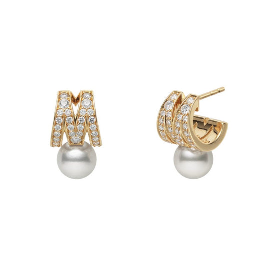 M Signature Zhuji Cultured Pearl and Diamond Earrings in Yellow