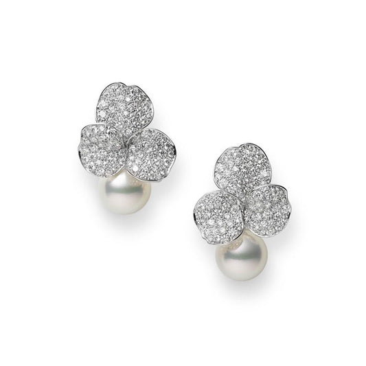 Les Pétales Place Vendôme White South Sea Cultured Pearl and Diamond Earrings