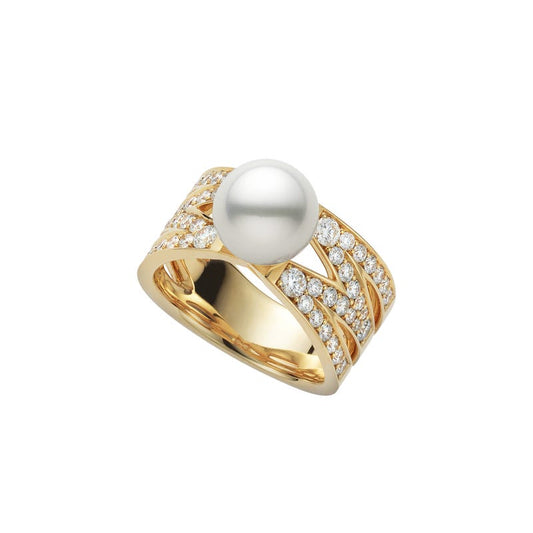 M Signature Zhuji Cultured Pearl and Diamond Ring in Yellow