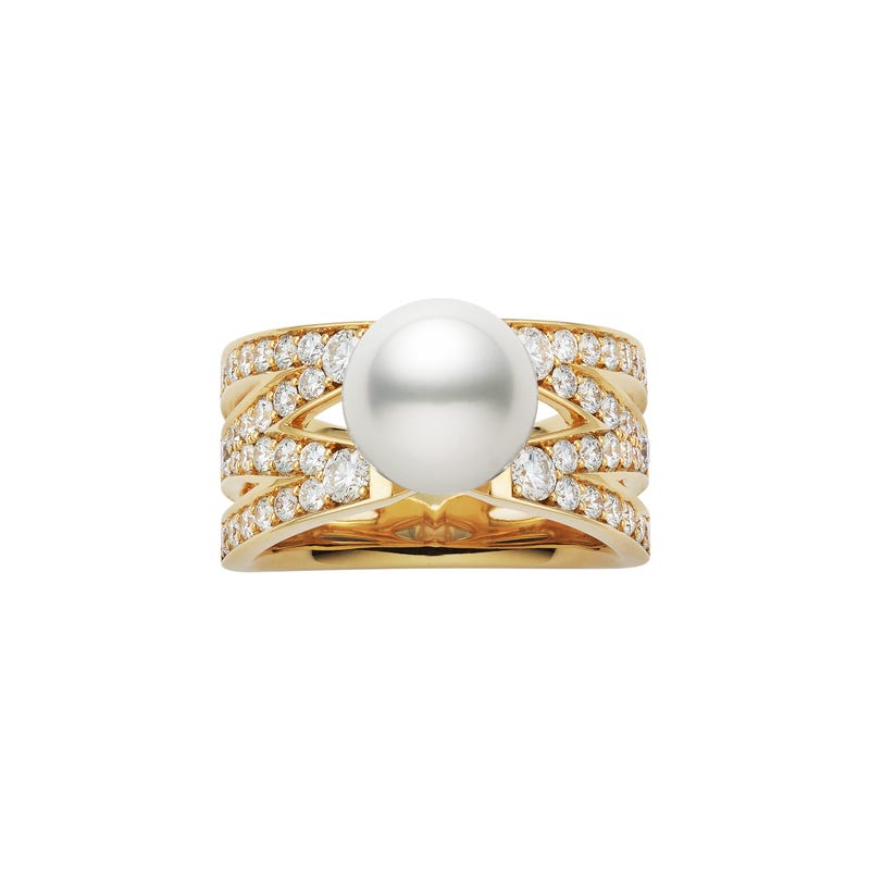 M Signature Zhuji Cultured Pearl and Diamond Ring in Yellow