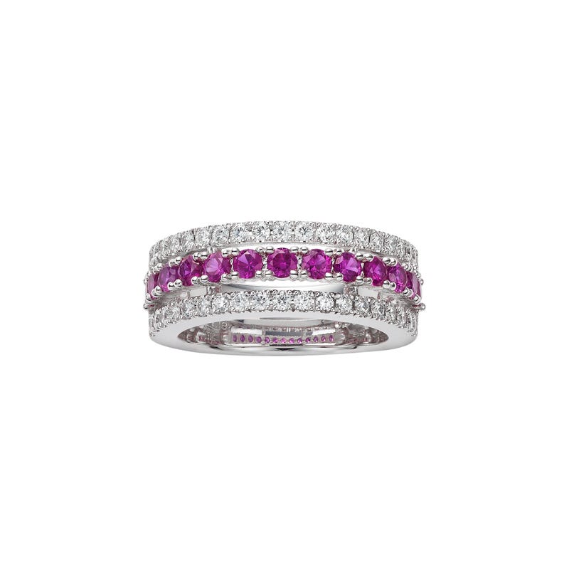 Diamond and Ruby Ring in Silver