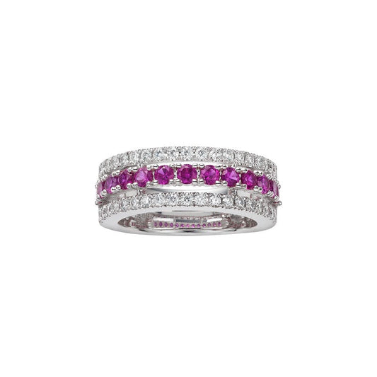 Diamond and Ruby Ring in Silver