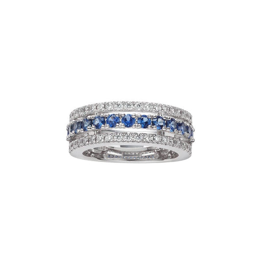 Diamond and Sapphire Ring in Silver