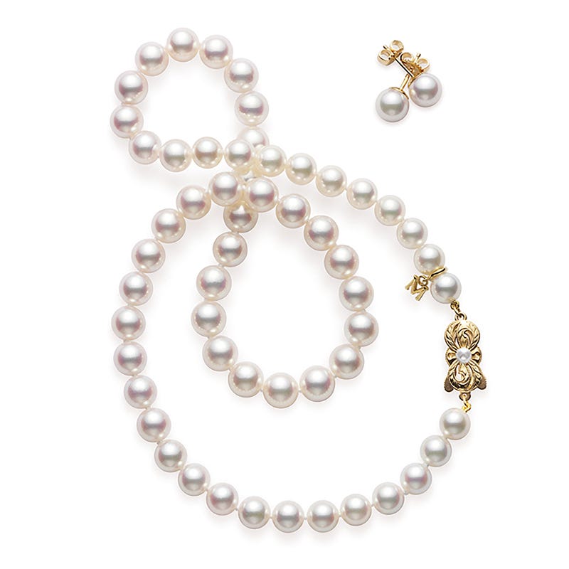18" Fanuly Cultured Pearl Two-Piece Gift Set In Yellow