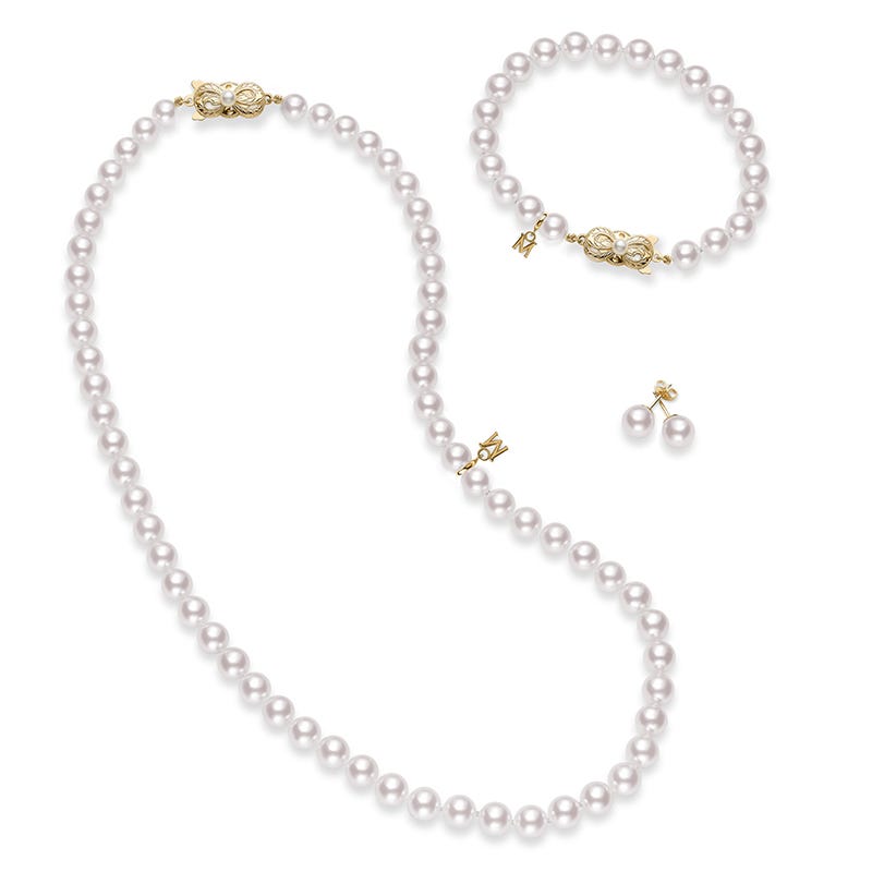 Fanuly Cultured Pearl Three Piece Set in Yellow