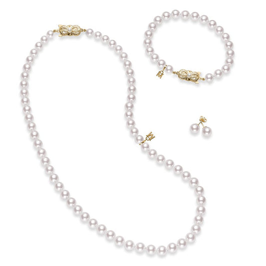 Fanuly Cultured Pearl Three Piece Set in Yellow