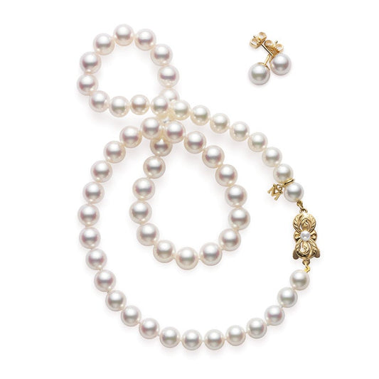 18 Inch Fanuly Cultured Pearl Two-Piece Gift Set in Yellow