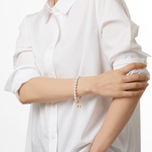 Zhuji Cultured Pearl Bracelet with Diamonds in Yellow