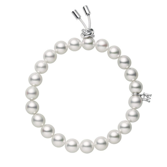 Zhuji Cultured Pearl Bracelet with Diamonds in Silver